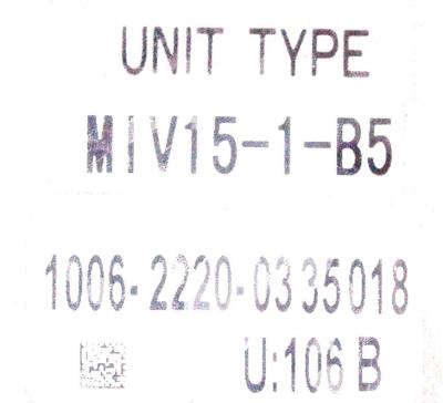 Okuma MIV15-1-B5 label image