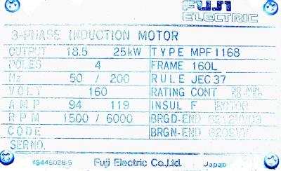 New Refurbished Exchange Repair  Fuji Motors-AC Spindle MPF1168A Precision Zone
