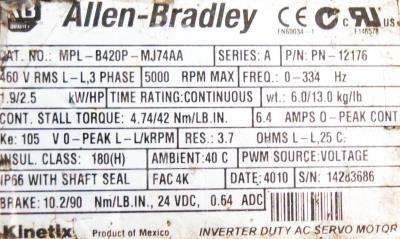Allen-Bradley MPL-B420P-MJ74AA label image