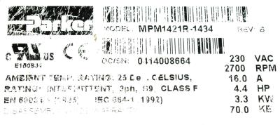 New Refurbished Exchange Repair  PARKER Motors-AC Servo MPM1421R-1434 Precision Zone