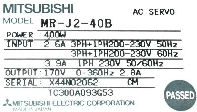 Mitsubishi MR-J2-40B label image