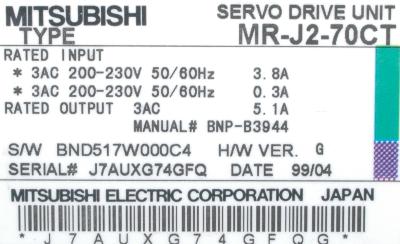 Mitsubishi MR-J2-70CT label image