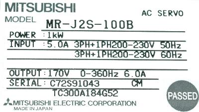 Mitsubishi MR-J2S-100B label image
