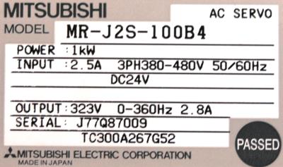 Mitsubishi MR-J2S-100B4 label image