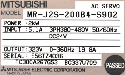 Mitsubishi MR-J2S-200B4-S902 label image