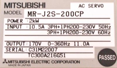 Mitsubishi MR-J2S-200CP label image