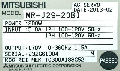 Mitsubishi MR-J2S-20B1 label image