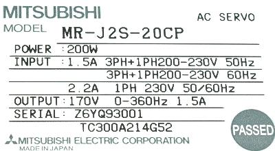 Mitsubishi MR-J2S-20CP label image