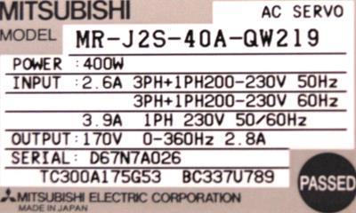 Mitsubishi MR-J2S-40A-QW219 label image