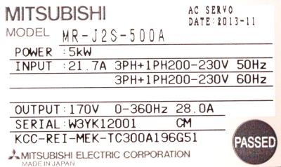 Mitsubishi MR-J2S-500A label image