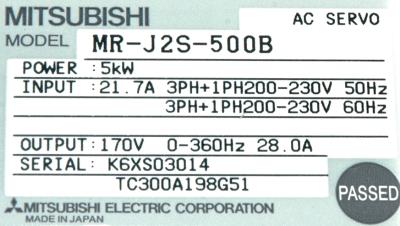 Mitsubishi MR-J2S-500B label image