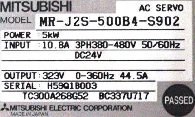 Mitsubishi MR-J2S-500B4-S902 label image