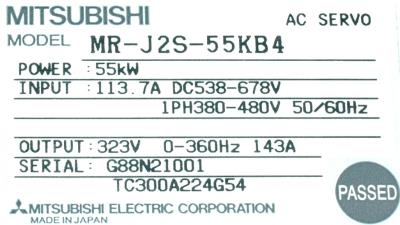 Mitsubishi MR-J2S-55KB4 label image