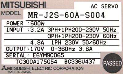 Mitsubishi MR-J2S-60A-S004 label image