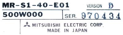 Mitsubishi MR-S1-40-E01 label image