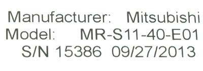 Mitsubishi MR-S11-40-E01 label image