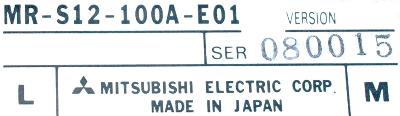 Mitsubishi MR-S12-100A-E01 label image