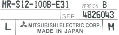 Mitsubishi MR-S12-100B-E31 label image