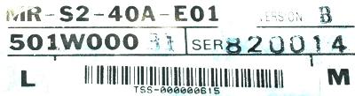 Mitsubishi MR-S2-40A-E01 label image