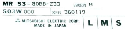 Mitsubishi MR-S3-80BB-Z33 label image