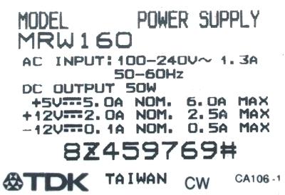 TDK MRW160 label image