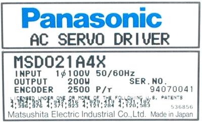 Panasonic MSD021A4X label image