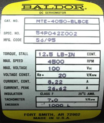 Baldor MTE-4050-BLBCE label image