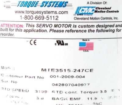 CMC CLEVELAND MOTION CONTROLS MTE3515-247CE label image