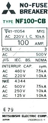 Mitsubishi NF100-CB-100A-3P label image
