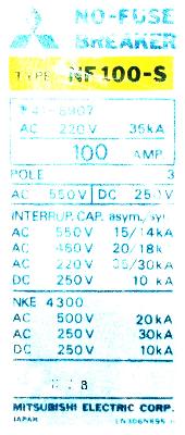 Mitsubishi NF100-S-100A-3P label image