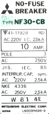 Mitsubishi NF30-CB-10A-3P label image