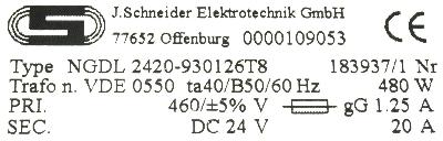 J.Schneider Elektrotechnik NGDL2420-930126T8 label image
