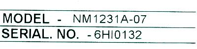 Toshiba NM1231A-07 label image