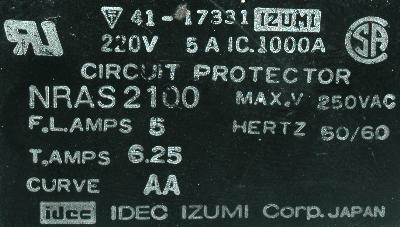 IDEC NRAS2100-5A-MA label image