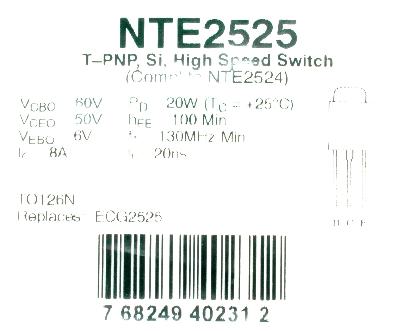 NTE Electronic NTE2525 label image
