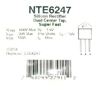 NTE Electronic NTE6247 label image
