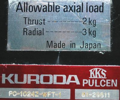 Kuroda Precision Industries Ltd. PC-1024Z-WFT-1 label image