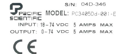 Pacific Scientific PC3405DD-001-E label image