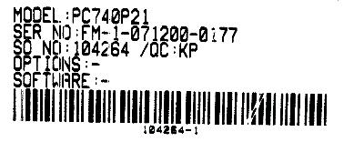 Saftronics PC740P21 label image