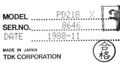 TDK PD21BX label image