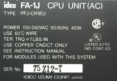 IDEC PFJ-CR1EU label image