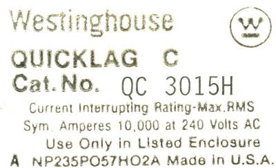 Westinghouse QC3015H-15A label image