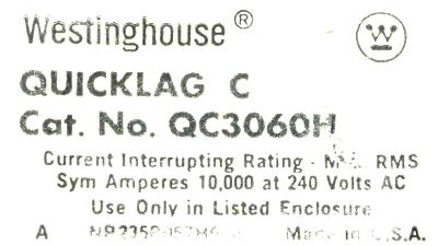 Westinghouse QC3060H-60A label image
