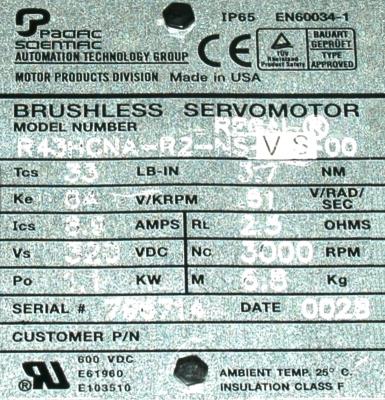 Pacific Scientific R43HCNA-R2-NS-VS-00 label image