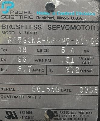 Pacific Scientific R45GCNA-R2-NS-NV-00 label image