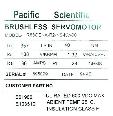 Pacific Scientific R88GENA-R2-NS-NV-00 label image