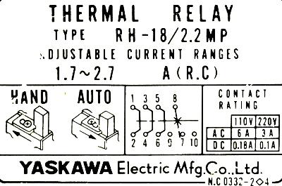 Yaskawa RH-18-2.2MP label image