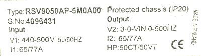 Cutler-Hammer RSV9050AP-5M0A00 label image
