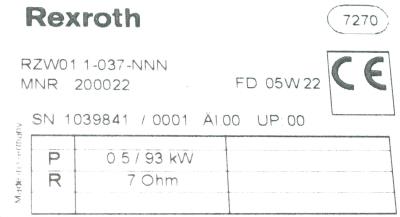 INDRAMAT RZW01.1-037-NNN label image
