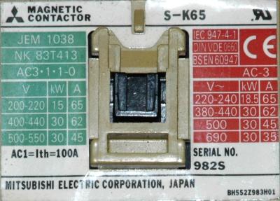 Mitsubishi S-K65-240V label image